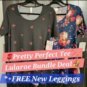 LuLaRoe Perfect Tee T Shirt Black Floral Roses Unicorn Small Medium New Decade